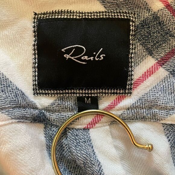 Rails Plaid Flannel Pocket Long Sleeve in White Multi Womens Size M - Picture 5 of 5